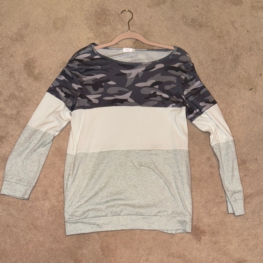 Camouflage and Gray Women's Sweatshirt